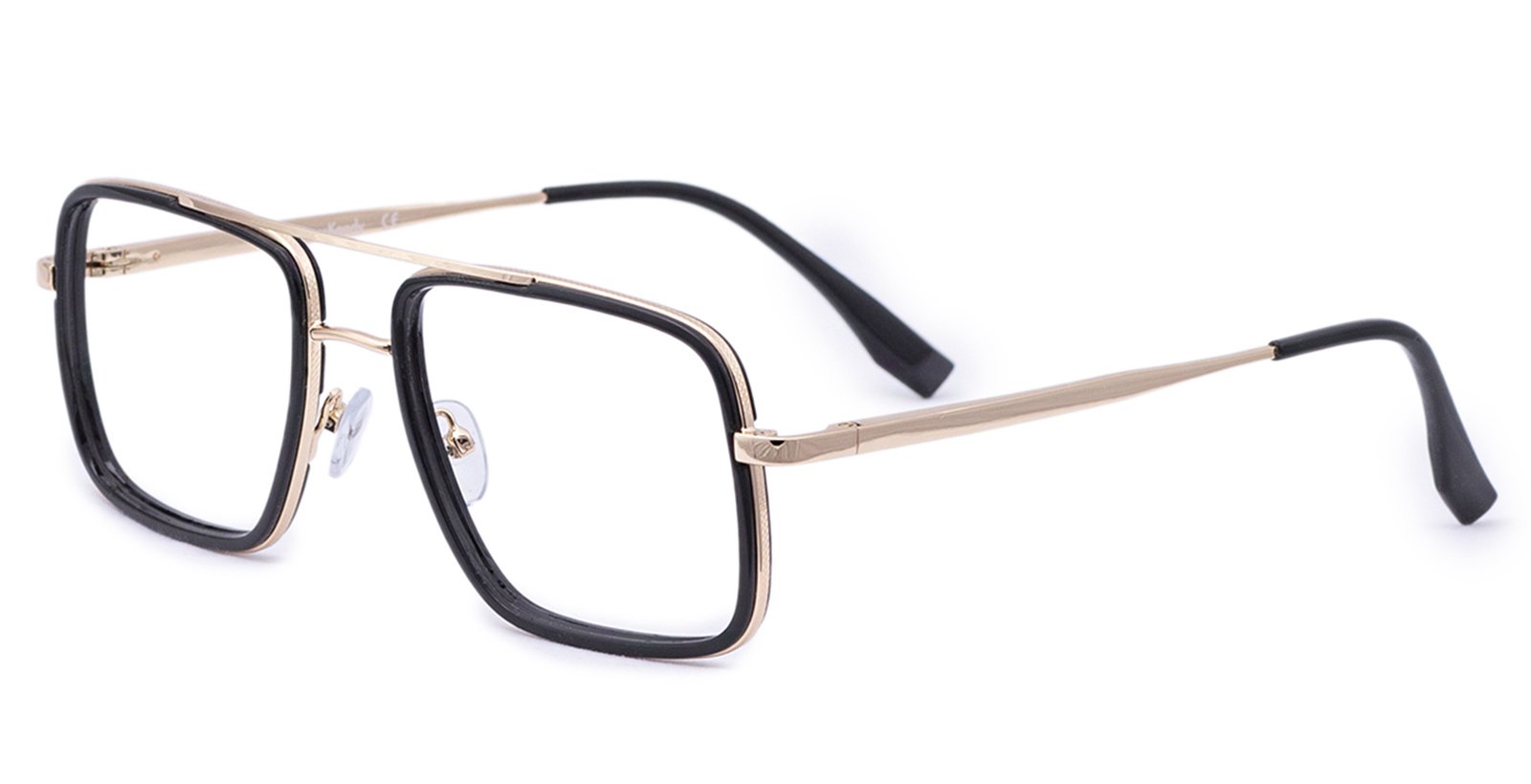 Black-Gold Full Rim Rectangle Eyeglass