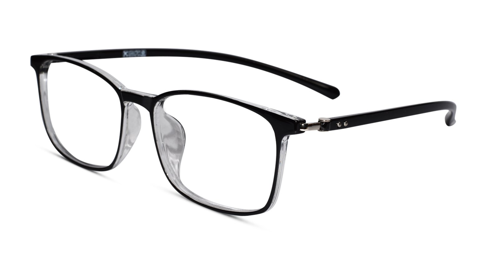 Transparent Black Full Rim Rectangular Eyeglasses