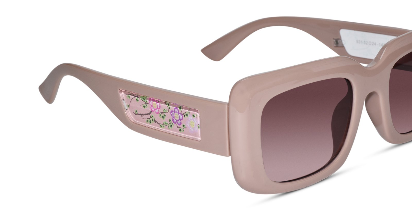 Designer Floral Pink Rectangular Sunglasses