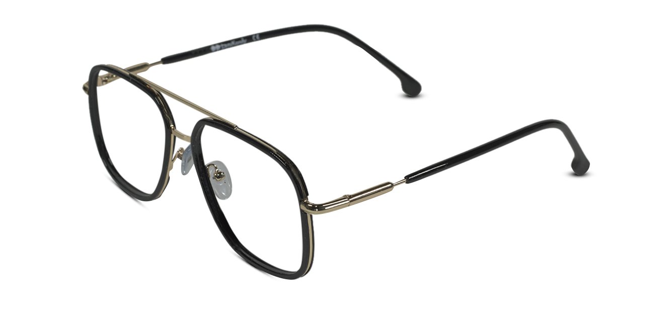 Black-Golden Full Rim Rectangle Eyeglasses