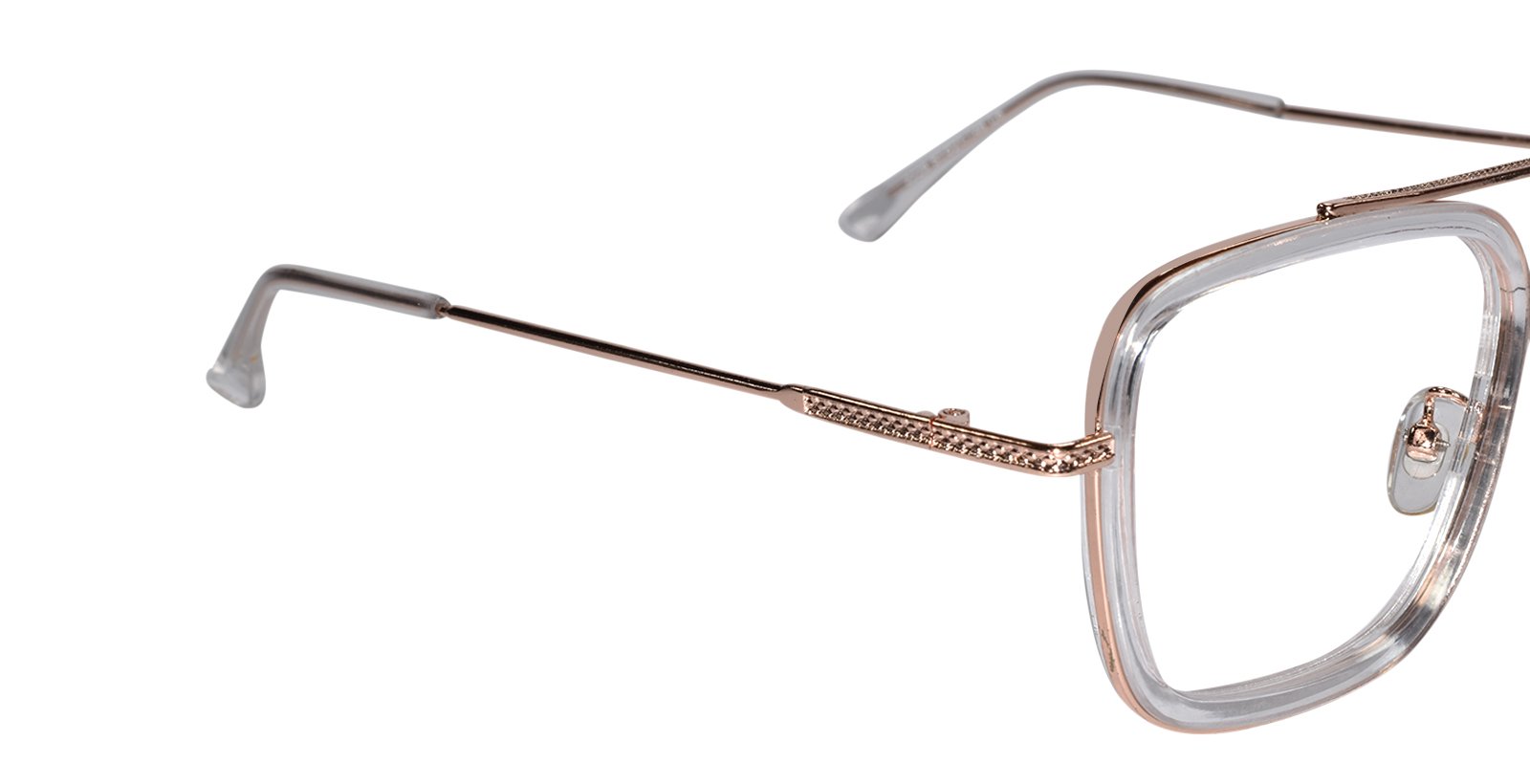 Transparent Gold Full Rim Rectangular Eyeglasses