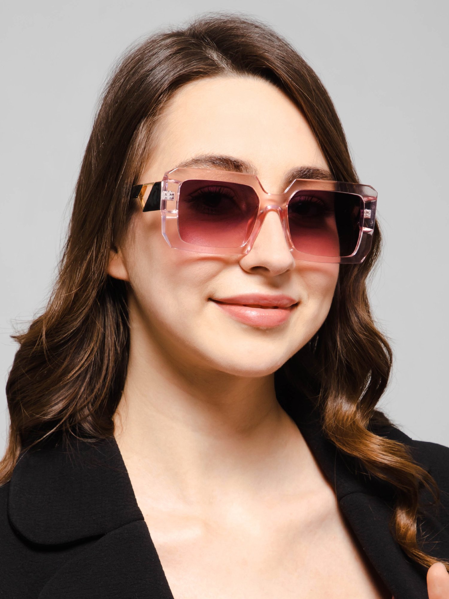Crystal Pink Full Rim Rectangular UV Protected Sunglasses