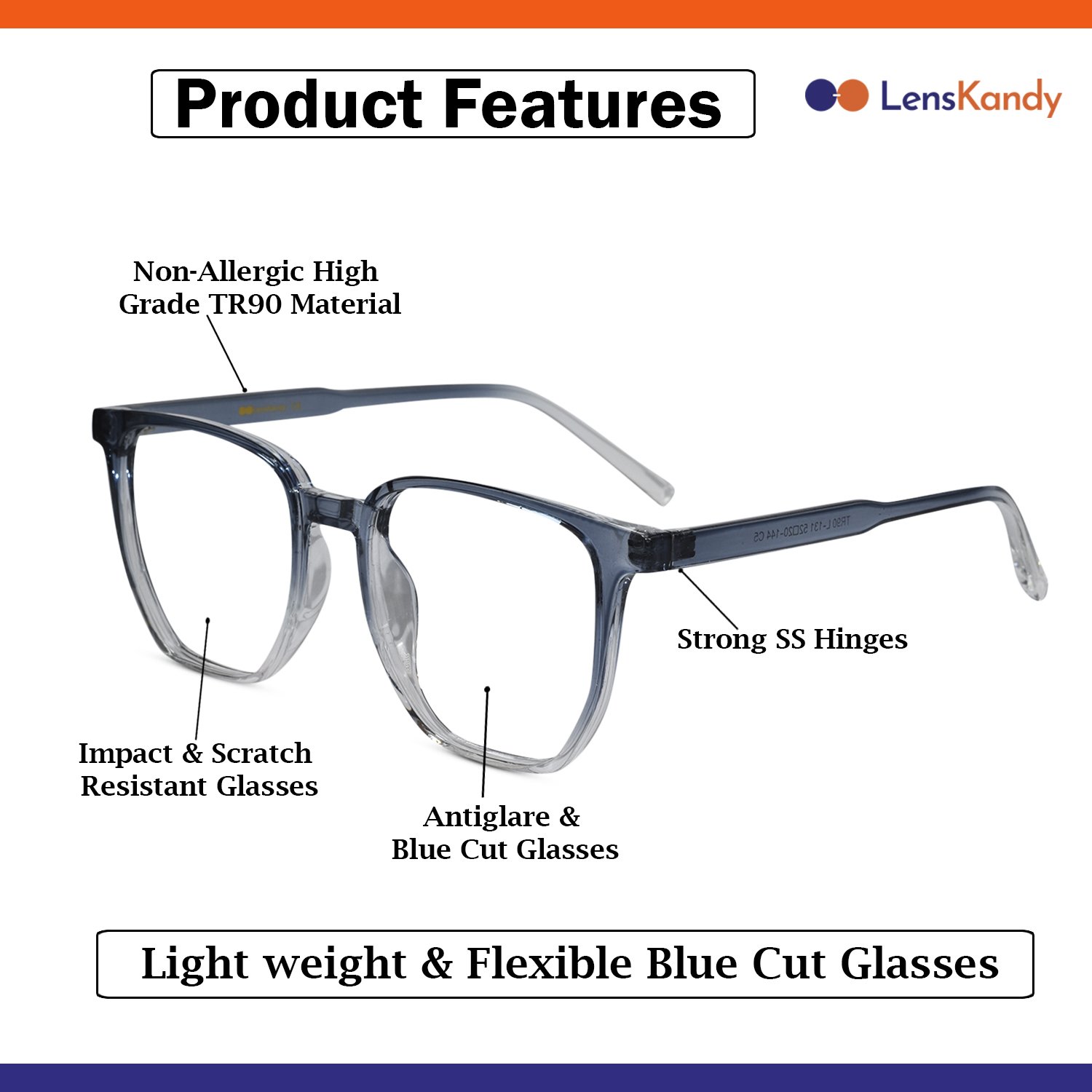 Wayfarer Blue Eyeglasses for Men & Women