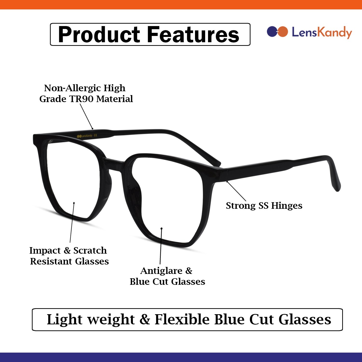 Wayfarer Black Eyeglasses for Men & Women