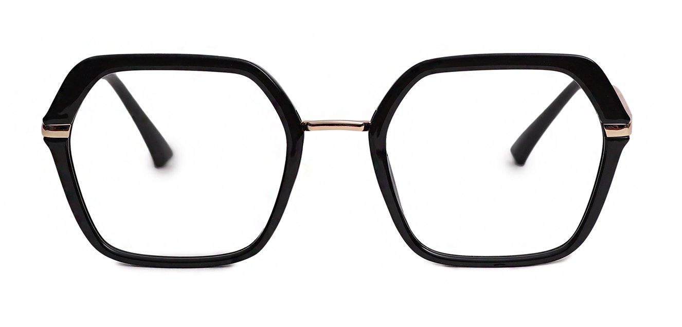 Black-Golden Full Rim Hexagonal Eyeglasses