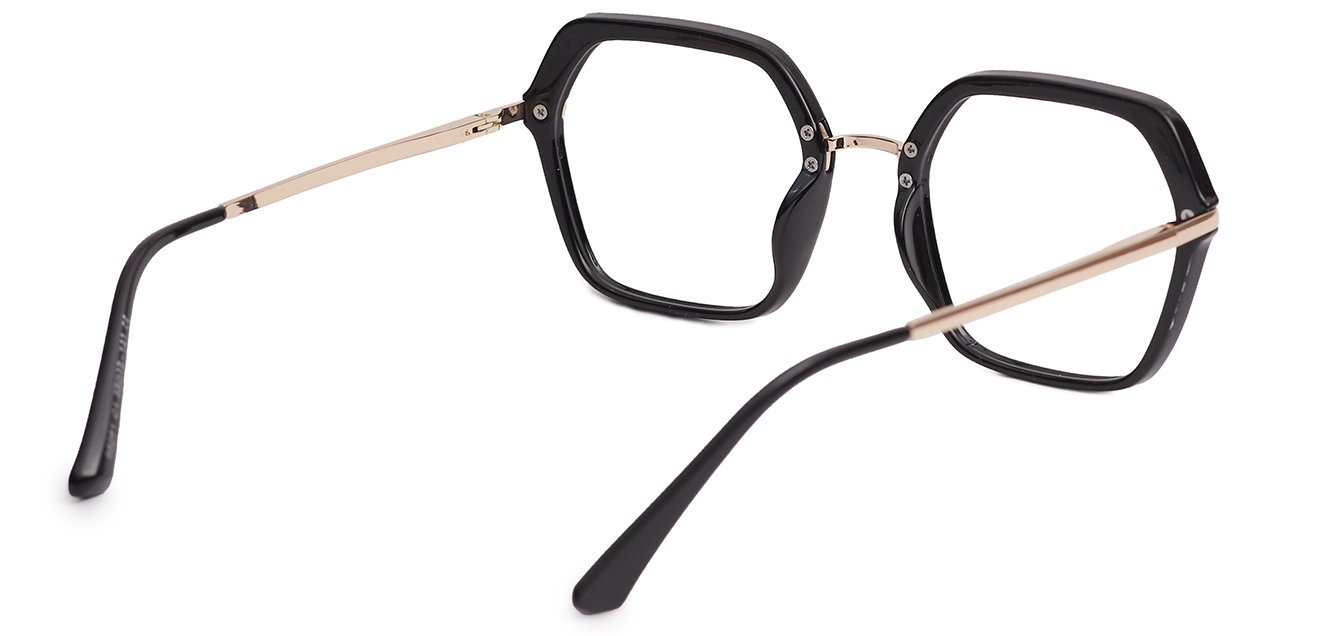 Black-Golden Full Rim Hexagonal Eyeglasses