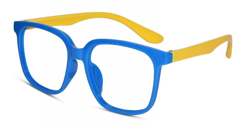 Wayfarer shape Blue/Yellow Color Eyeglasses for Kids