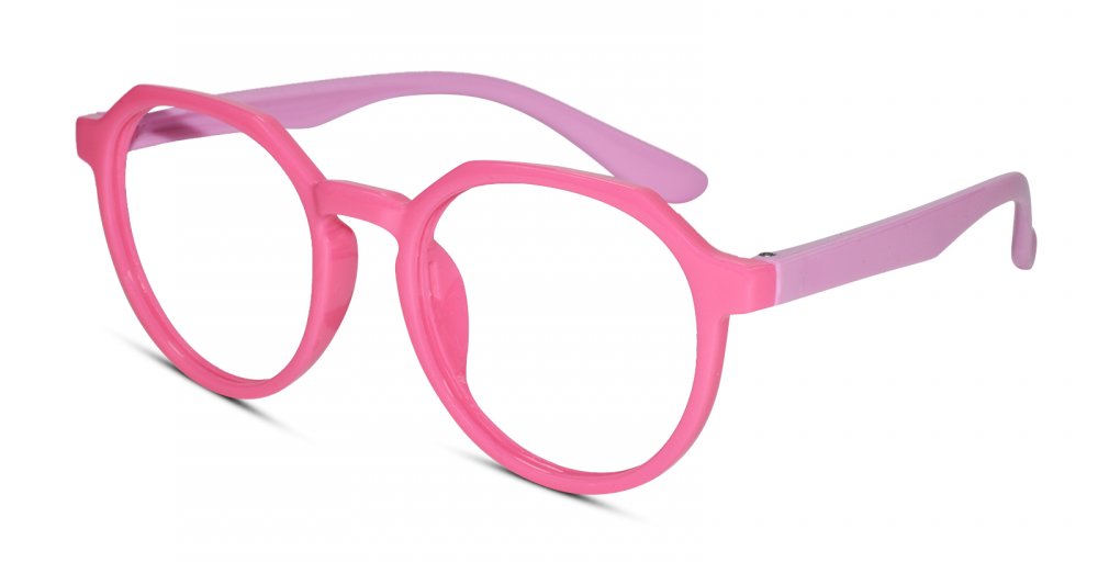 Hexagonal shape Pink Color Eyeglasses for Kids