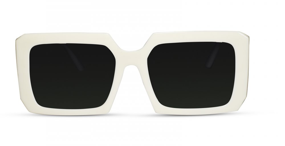 White Full Rim Rectangular UV Protected Sunglasses
