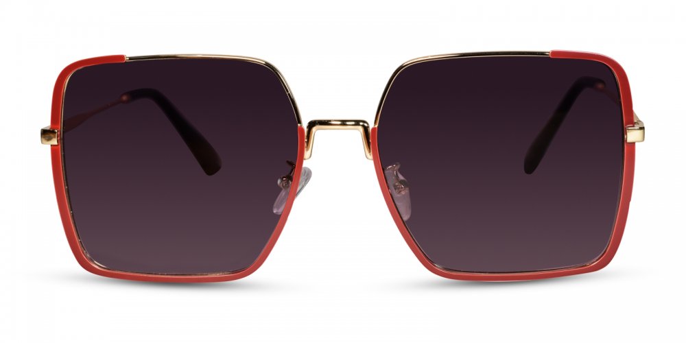 Red-Golden Full Rim Square Oversized Sunglasses