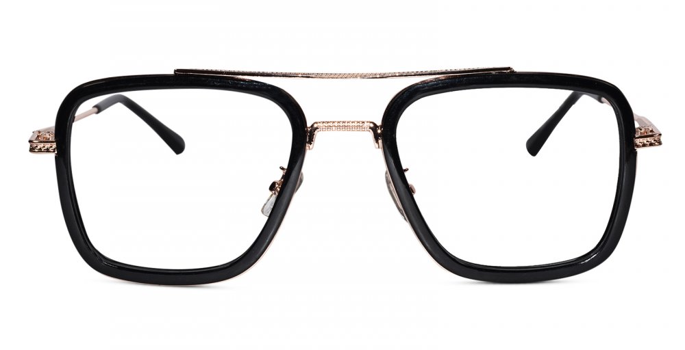 Golden Black Full Rim Rectangular Eyeglasses
