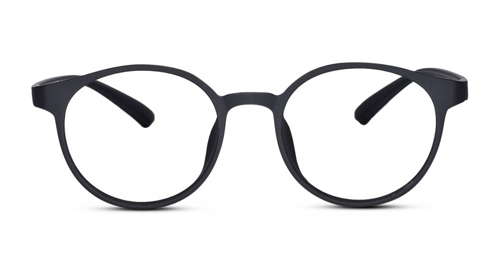 Round Full rim Matt-Black Eyeglasses for Men & Women