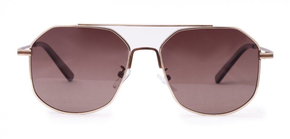 Pilot rectangle Brown golden sunglasses