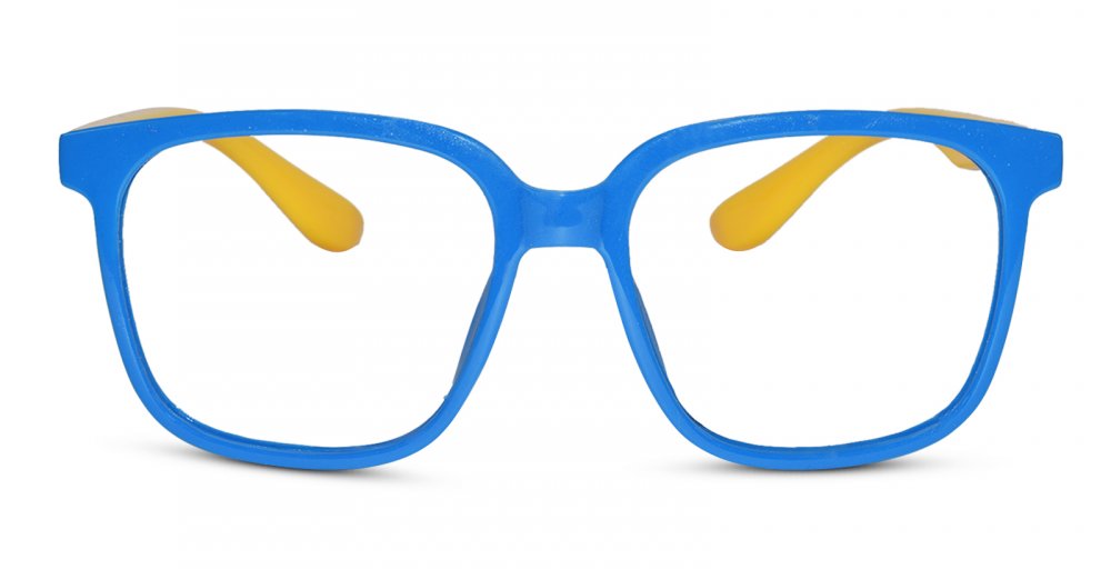 Wayfarer shape Blue/Yellow Color Eyeglasses for Kids