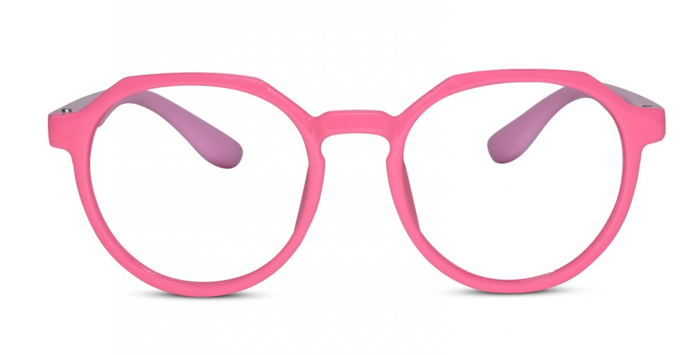 Hexagonal shape Pink Color Eyeglasses for Kids