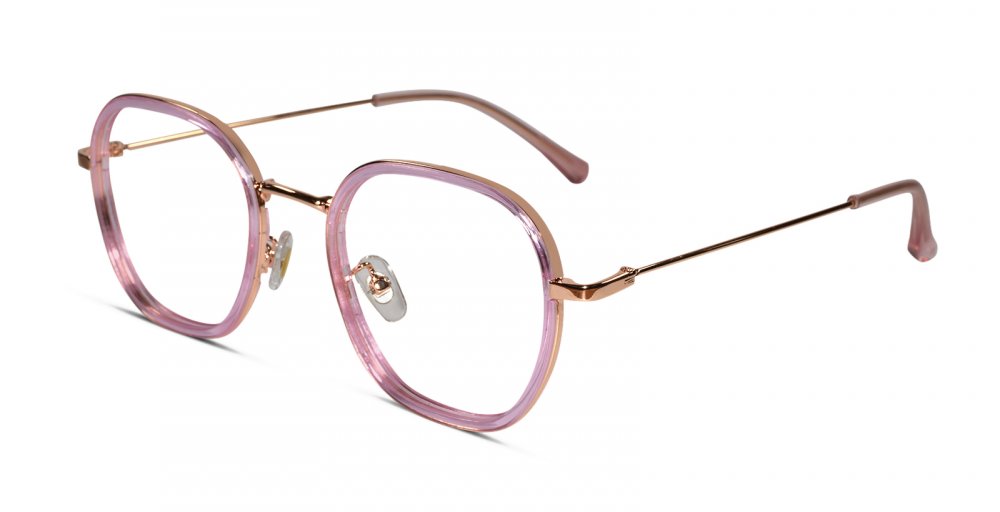 Pink Full rim Hexagonal Eyeglasses for Women