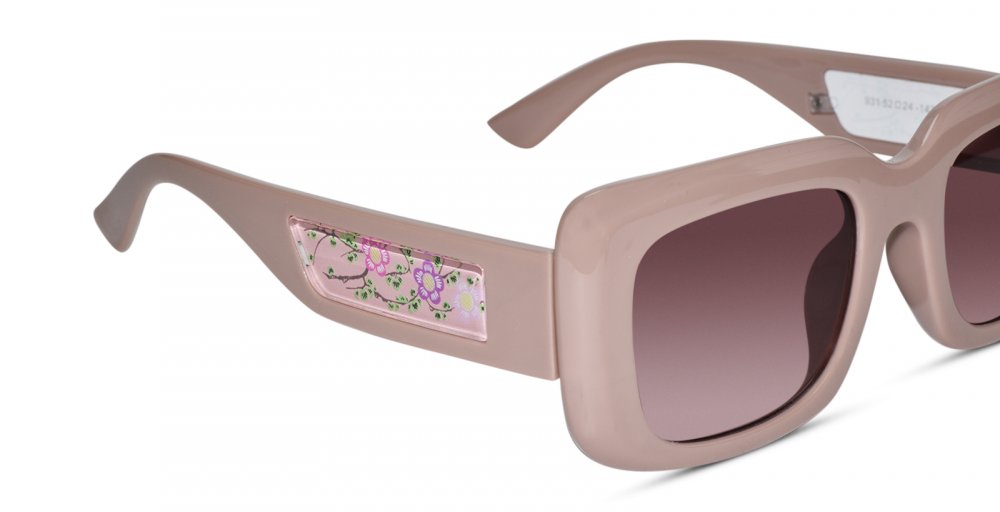Designer Floral Pink Rectangular Sunglasses