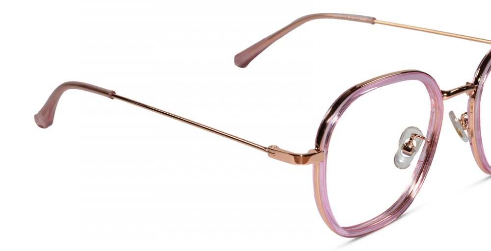 Pink Full rim Hexagonal Eyeglasses for Women