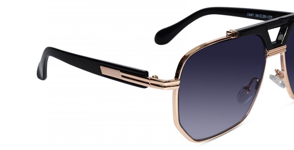 Stylish Black Gold Rectangular sunglasses