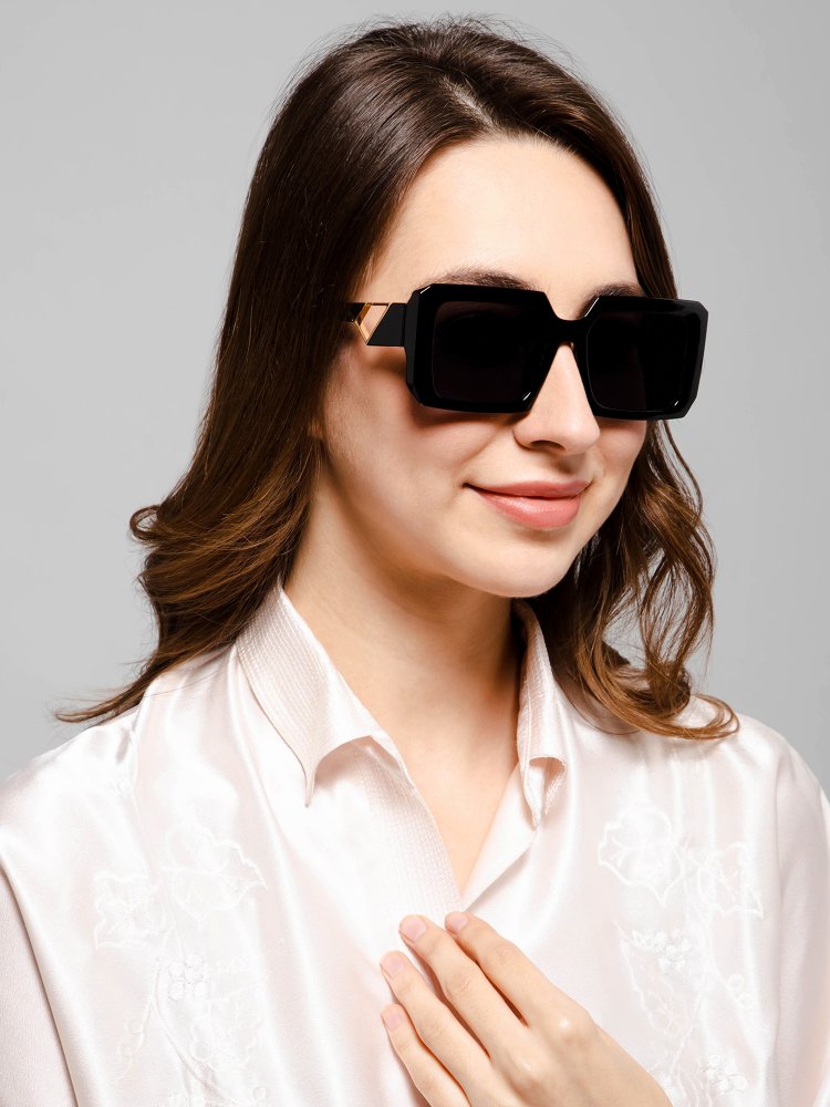 Black Full Rim Rectangular UV Protected Sunglasses
