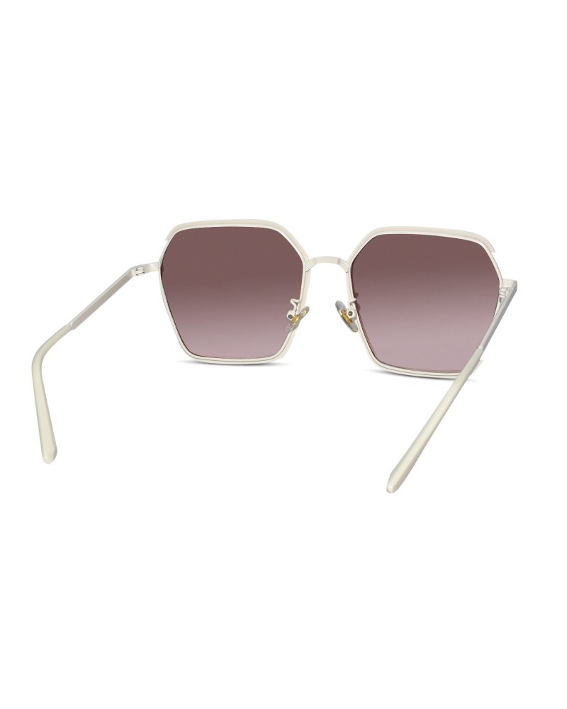Designer White Hexagonal Sunglasses