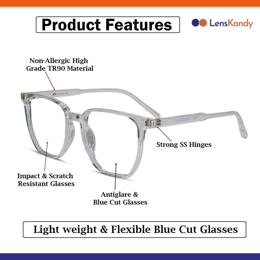 Wayfarer transparent Eyeglasses for Men & Women