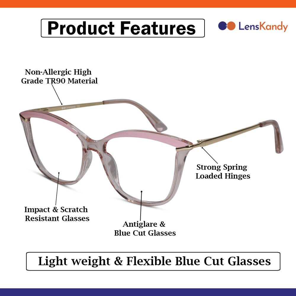 Designer Pink Cat eye Eyeglasses for Women