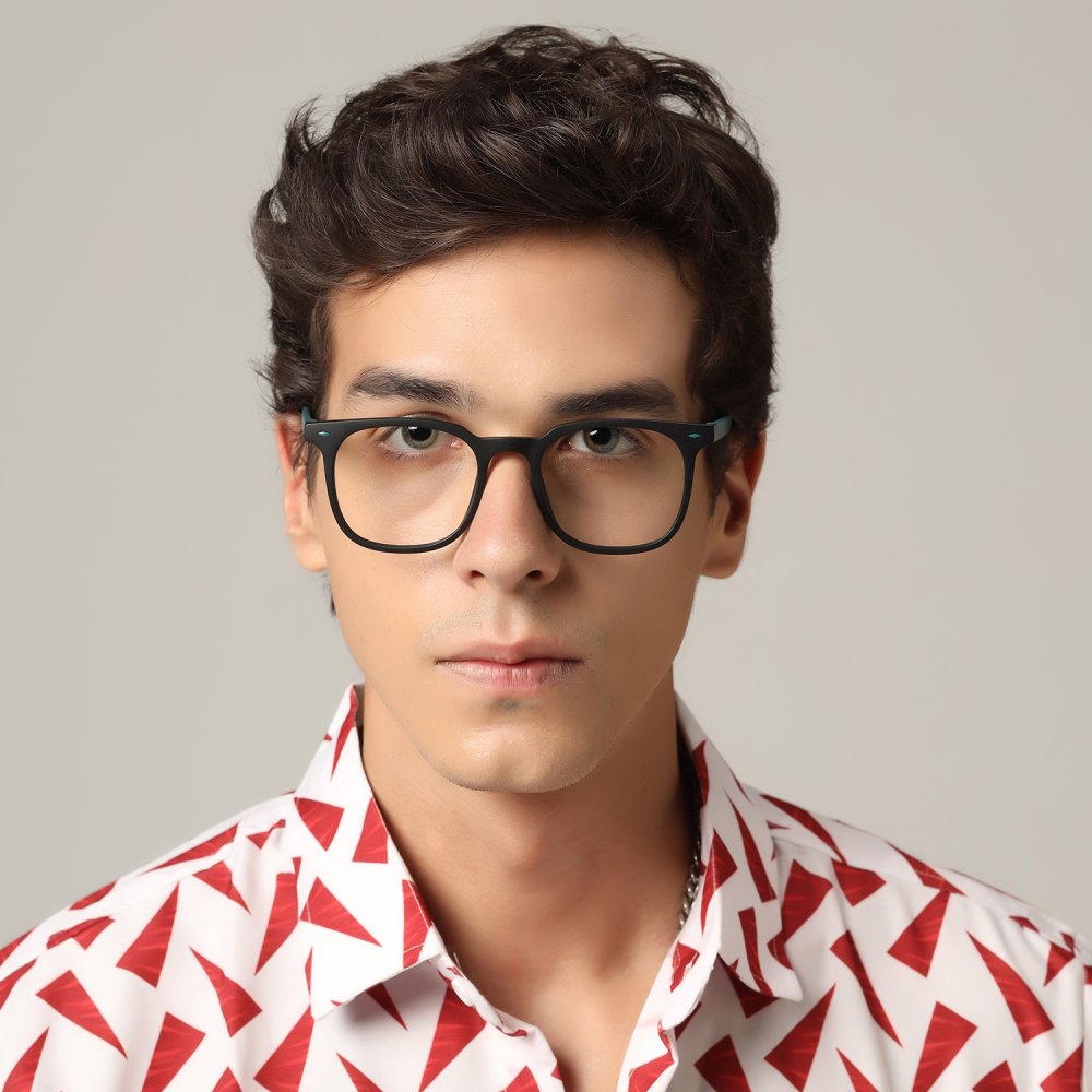 Stylish Matt Black-Green Wayfarer Eyeglasses