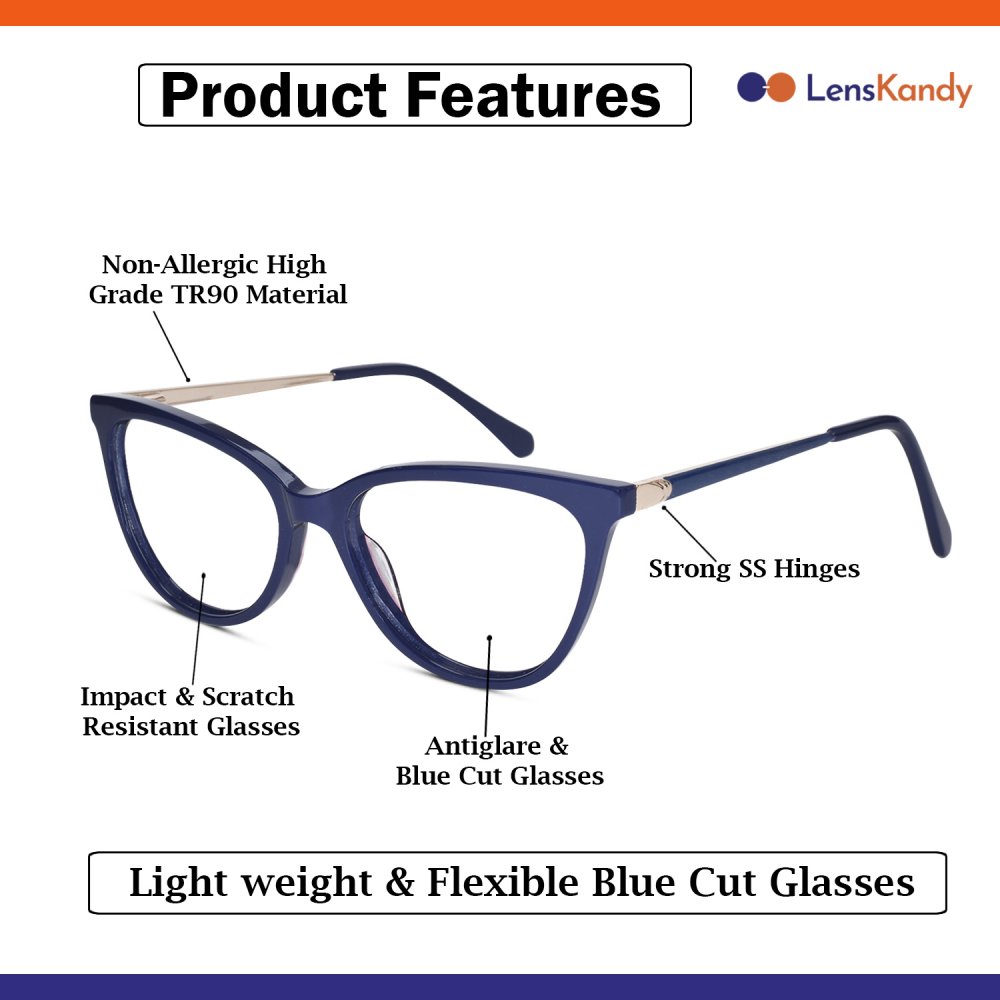 Cat Eye Blue Eyeglasses For Women