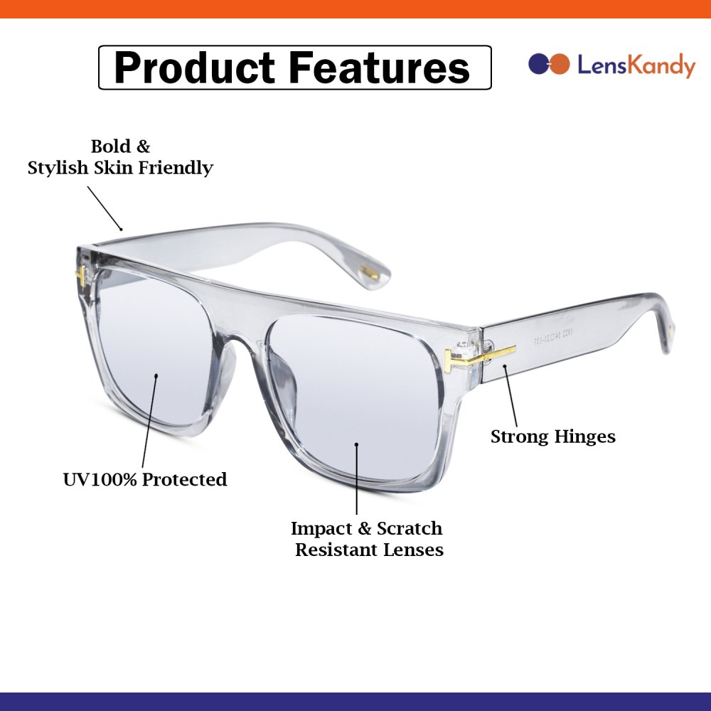 Grey Wayfarer Stylish  rectangular Sunglasses