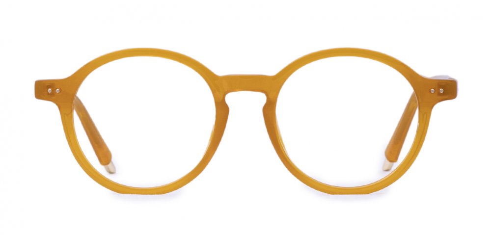 Crystal Yellow Full Rim Round Eyeglasses