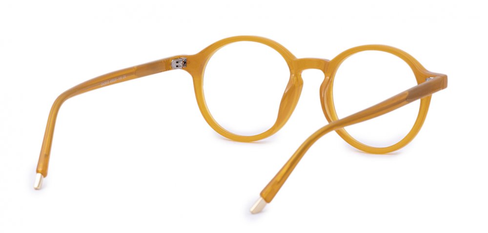 Crystal Yellow Full Rim Round Eyeglasses