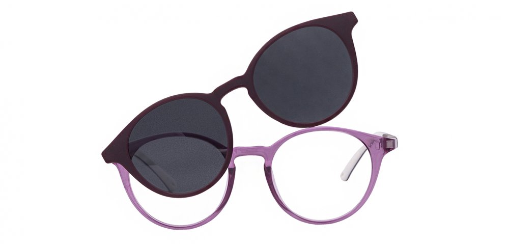 Crystal Purple Full Rim Round Clip on Eyeglasses ( 8-12 Yrs )