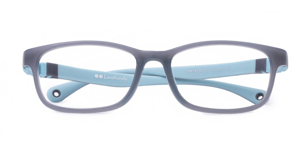 Grey Full Rim Rectangle flexible Clip on Eyeglasses ( 8-12 Yrs )
