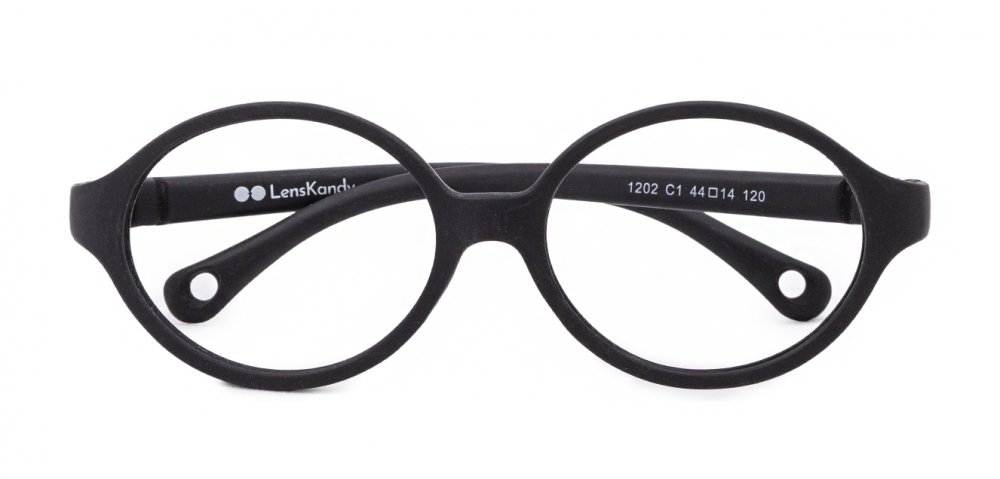 Matt Black Full Rim Round flexible Eyeglasses ( 6-10 Yrs )