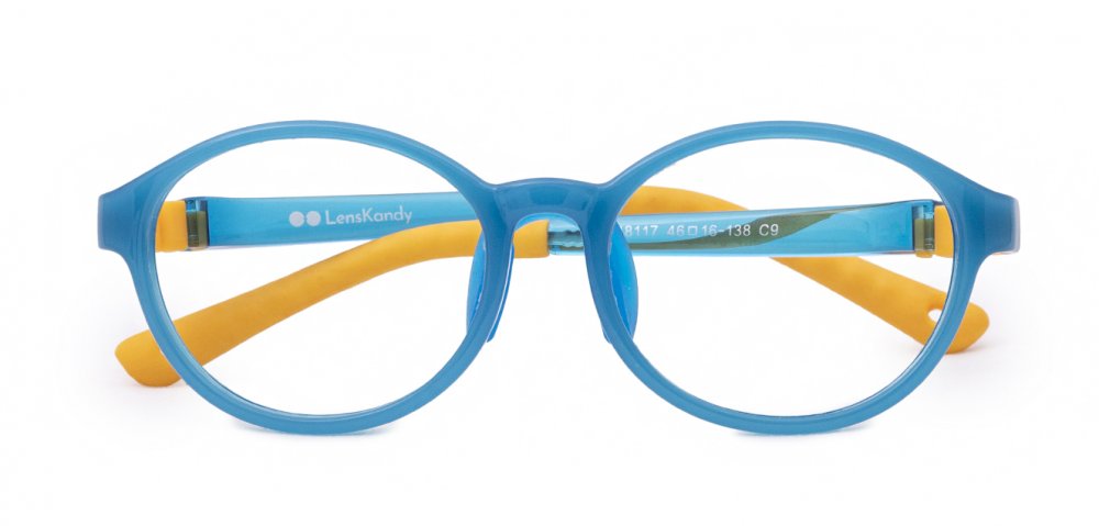 Blue Full Rim Round flexible Clip on Eyeglasses ( 8-12 Yrs )